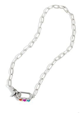 paparazzi Silver Chain Necklace with Multicolor Accent Gems